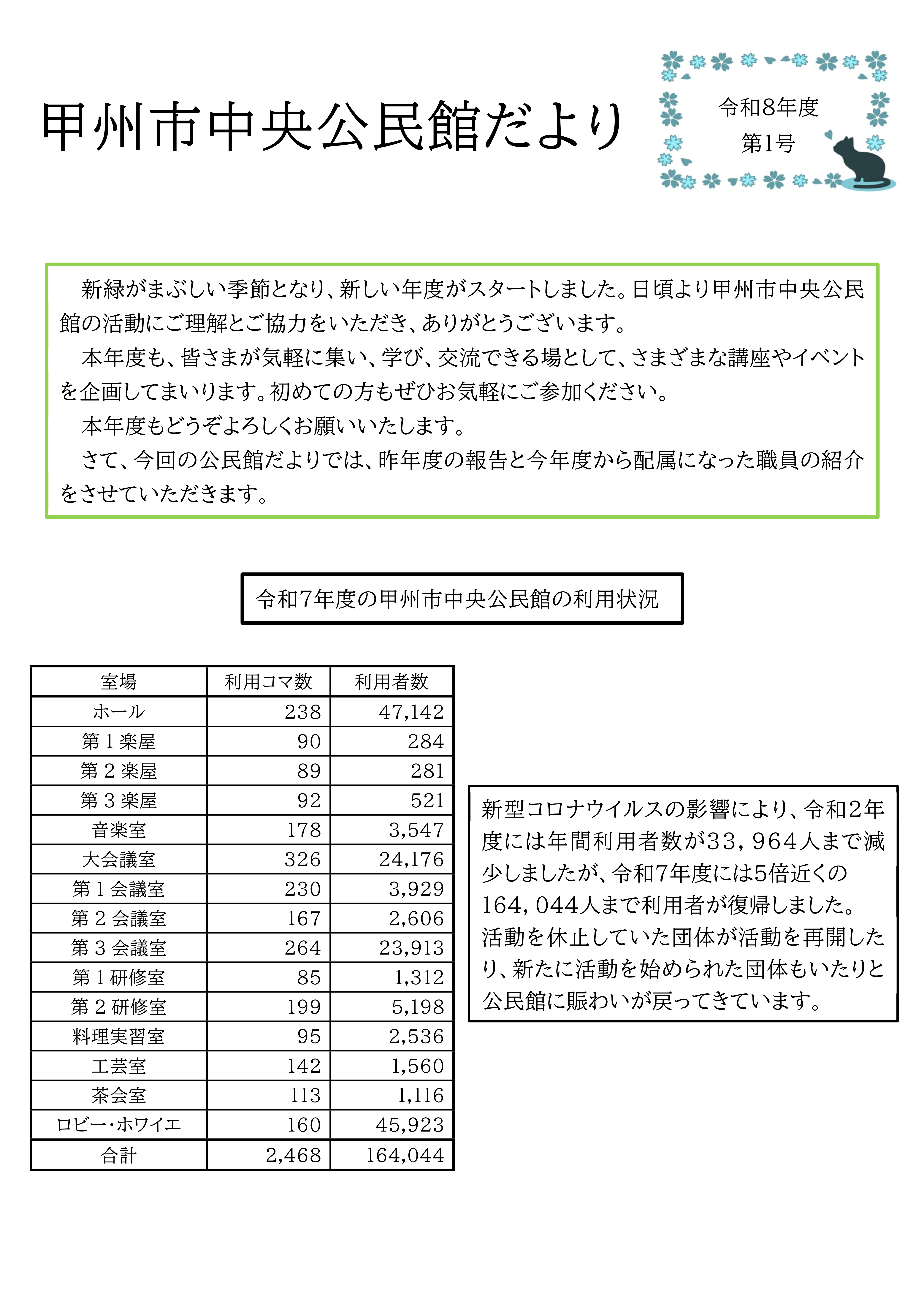 R8中央公民館だより　第1号
