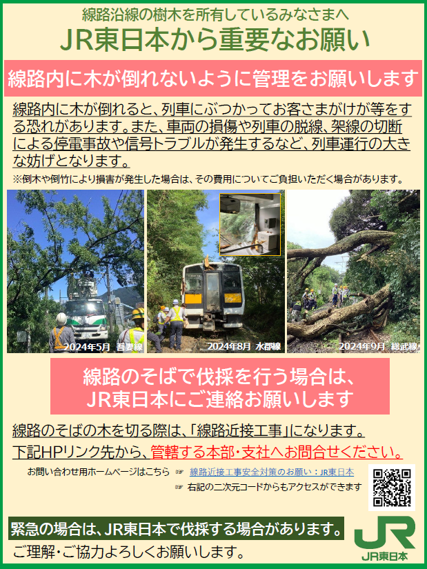 線路沿線の樹木を所有しているみなさまへ