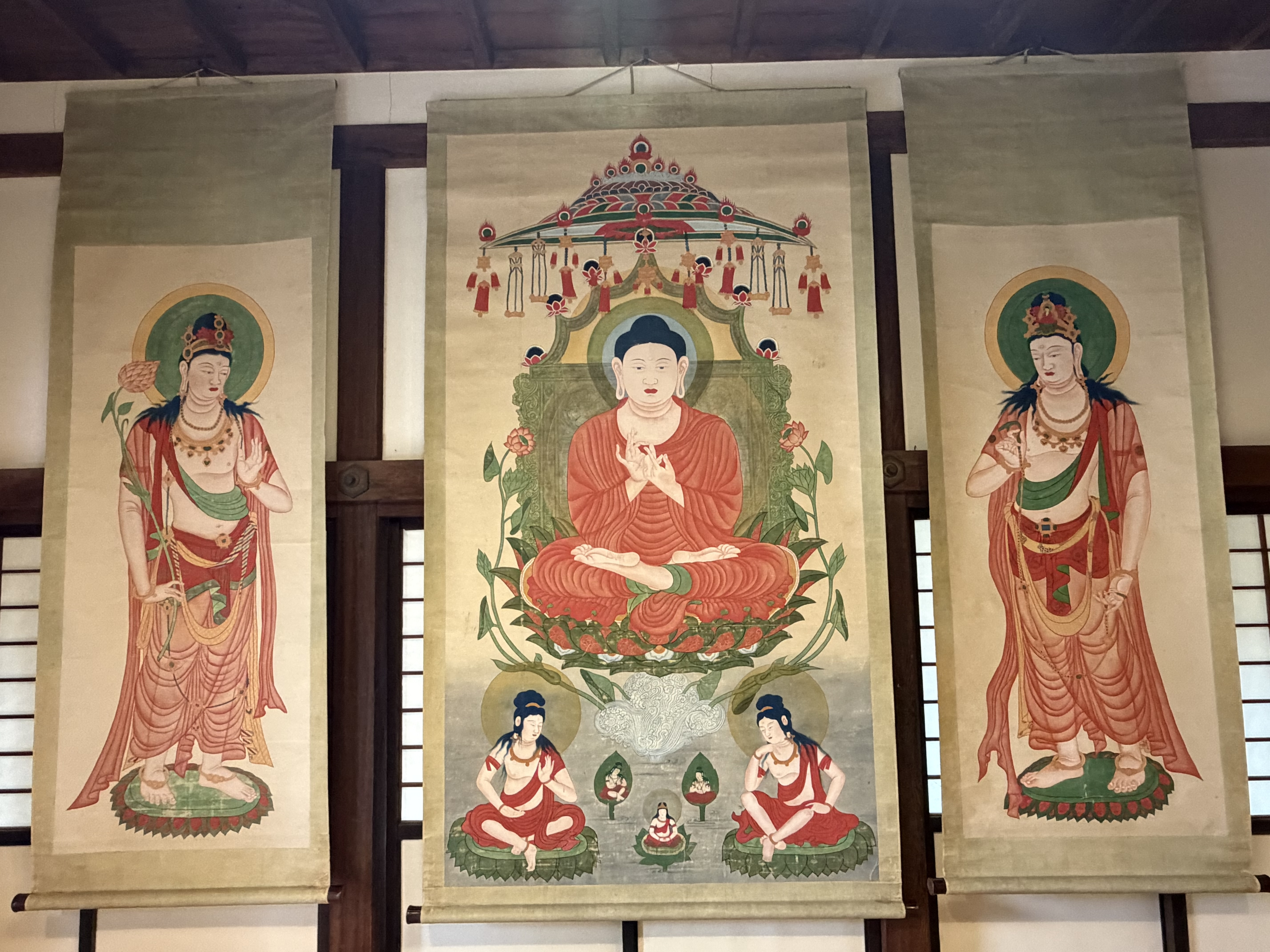 法隆寺金堂西壁阿弥陀三尊図写の写真